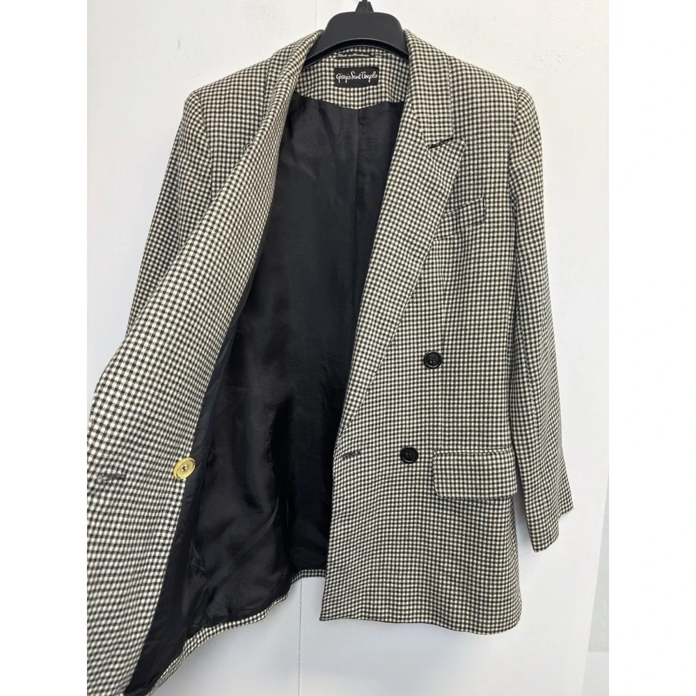 GIORGIO‎ SANT'ANGELO Women's 6 Wool Checkered Skirt Suit Black/cream Gingham